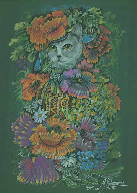 CatFlowersArtPrint_AnimalCentury