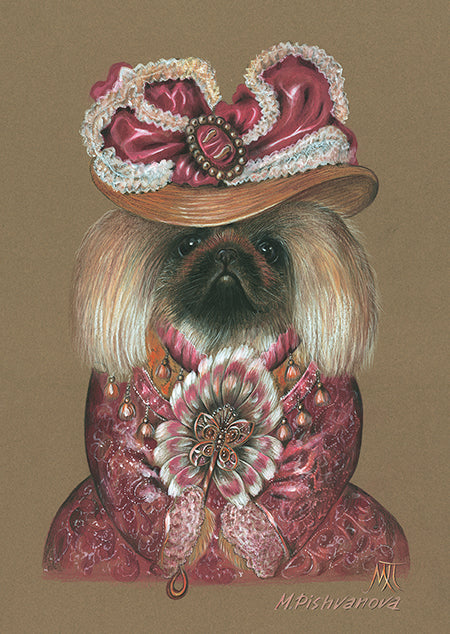 Pekingese_LadyInRed_ArtPrint_AnimalCentury