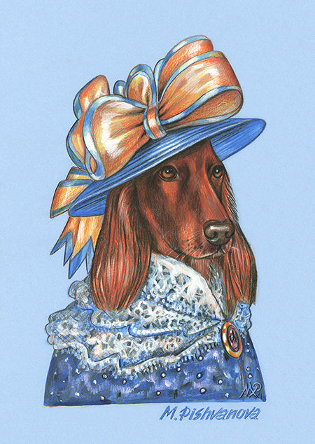 RedSetter_LadyGoldenBow_ArtPrint_AnimalCentury